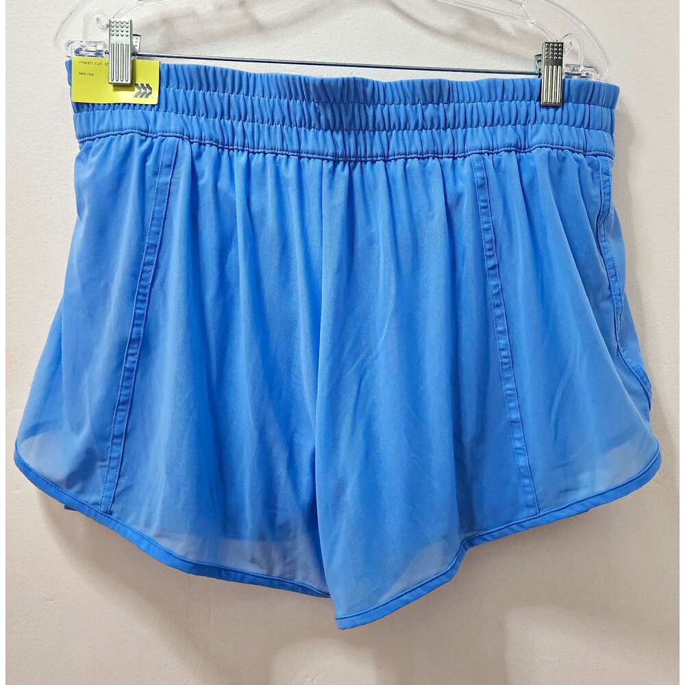 All in Motion Women's Running Shorts Blue Mesh L NWT Pockets Atheltic Marathon